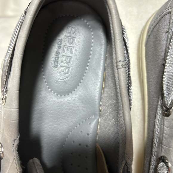 Sperry gray deck shoes size 9 perfect condition with fabric sides - Picture 2 of 8